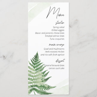 Minimalistisch Groene Varen Bruiloft Menu