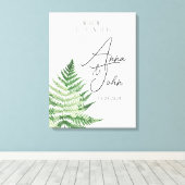 Minimalistisch Groene Varen Trouwteken Canvas Afdruk (Insitu (Houten vloer))