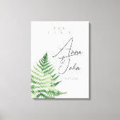 Minimalistisch Groene Varen Trouwteken Canvas Afdruk (Voorkant)