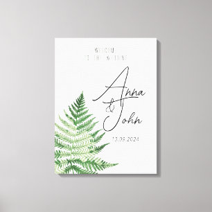 Minimalistisch Groene Varen Trouwteken Canvas Afdruk