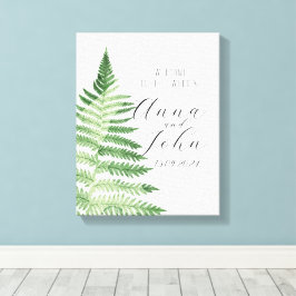 Minimalistisch Groene Varen Trouwteken Canvas Afdruk