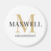 Minimalistisch Groomsman Black Gold Custom Monogra Magneet (Voorkant)