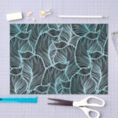 Minimalistisch groot blauw blad boven zwart botani tissuepapier (Craft)