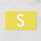 Minimalistisch groot monogram/geel visitekaartje (Voorkant)