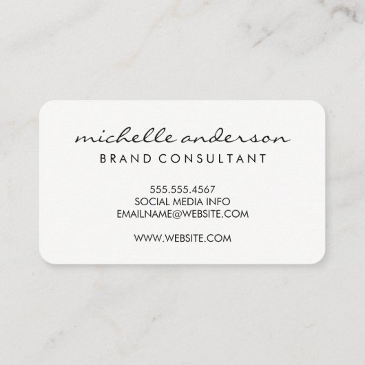 Minimalistisch groot monogram/geel visitekaartje (Achterkant)