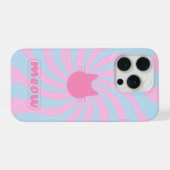 Minimalistisch Groovy Retro Meow Design iPhone Hoesje (Achterkant horizontaal)