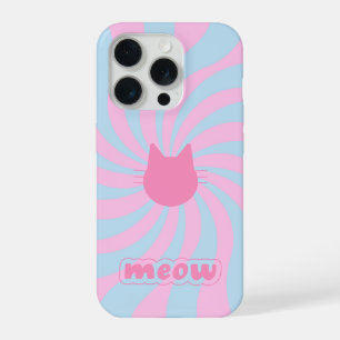Minimalistisch Groovy Retro Meow Design iPhone 15 Pro Case