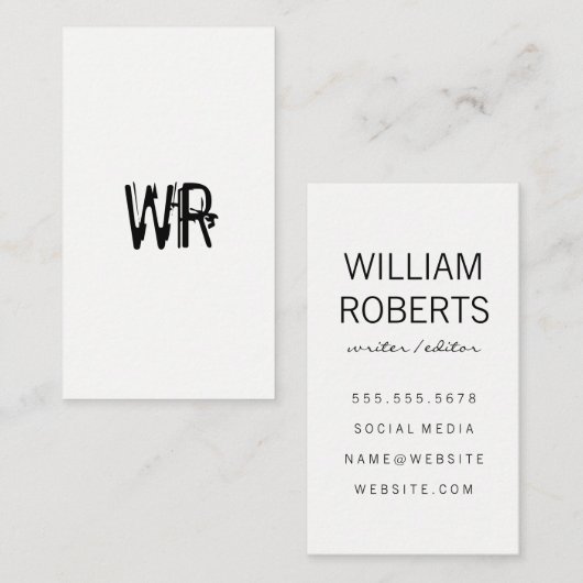 Minimalistisch Grunge-monogram Visitekaartje (Voorkant / Achterkant)