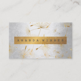 Minimalistisch Grungy Gold Dandelion Confetti Silv Visitekaartje