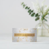 Minimalistisch Grungy Gold Dandelion Confetti Silv Visitekaartje (Staand voorkant)