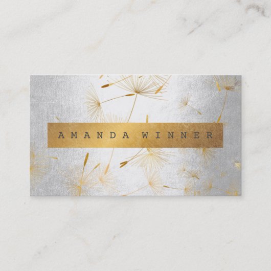 Minimalistisch Grungy Gold Dandelion Confetti Silv Visitekaartje (Voorkant)