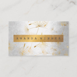Minimalistisch Grungy Gold Dandelion Confetti Silv Visitekaartje