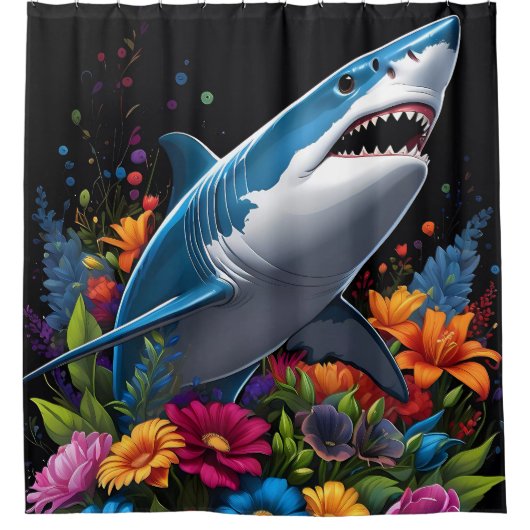 Minimalistisch haaienontwerp op douchegordijnset douchegordijn (Voorkant)