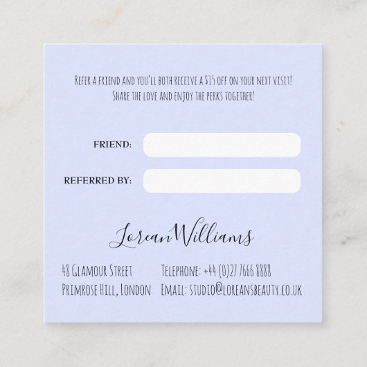 Minimalistisch Haarstylist bruid golvend haar chiq Afsprakenkaartje (Achterkant)