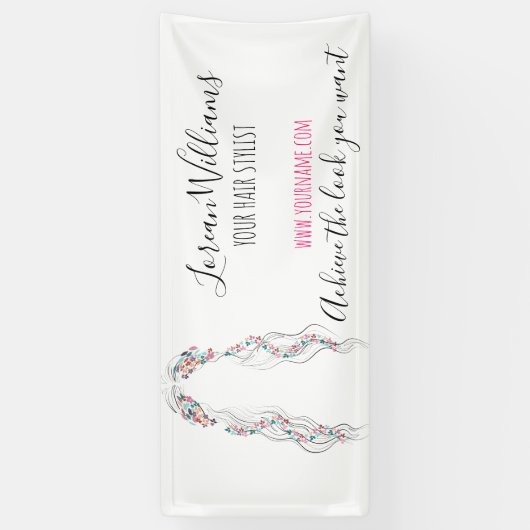 Minimalistisch Haarstylist bruid golvend haar chiq Spandoek (Verticaal)