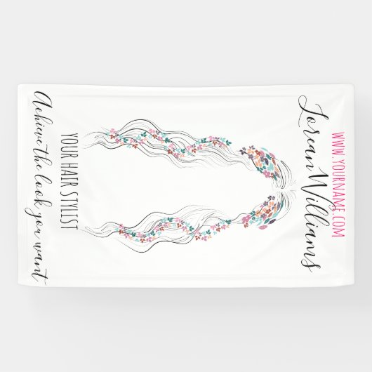 Minimalistisch Haarstylist bruid golvend haar chiq Spandoek (Horizontaal)