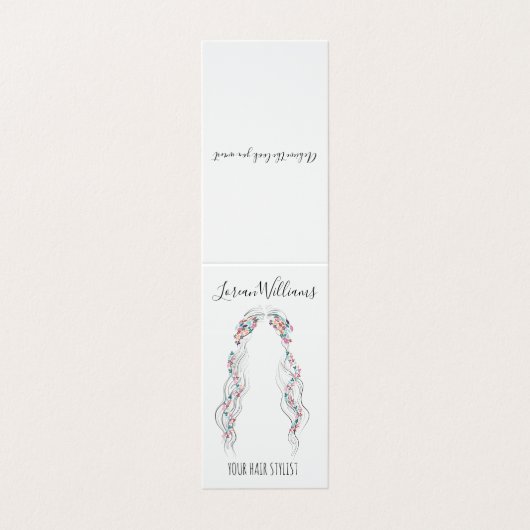 Minimalistisch Haarstylist bruid golvend haar chiq Visitekaartje (Buitenkant ongevouwen)