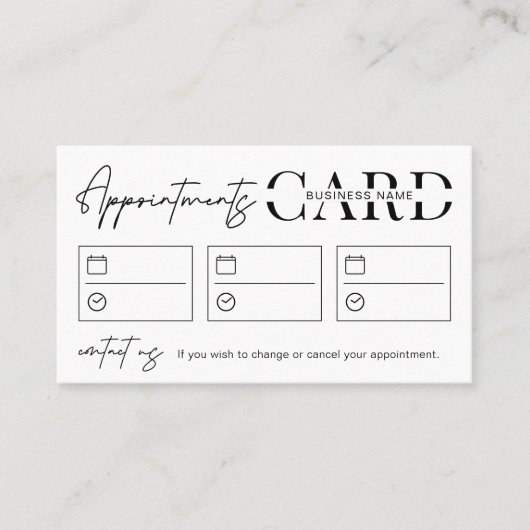 Minimalistisch Hair Stylist Salon Logo Zwart & Wit Afsprakenkaartje (Voorkant)