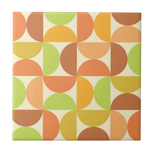 Minimalistisch half eeuw halve cirkels patroon tegeltje (Voorkant)