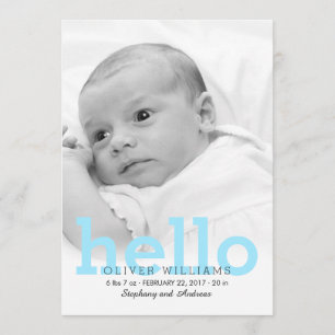 Minimalistisch Hallo Baby Foto aankondiging