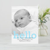 Minimalistisch Hallo Baby Foto aankondiging (Staand voorkant)
