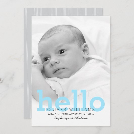 Minimalistisch Hallo Baby Foto aankondiging (Voorkant / Achterkant)