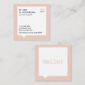 Minimalistisch Hallo Bubble Blush Vierkante Visitekaartje (Voorkant / Achterkant)