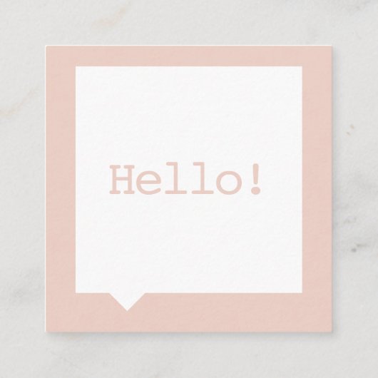Minimalistisch Hallo Bubble Blush Vierkante Visitekaartje (Achterkant)