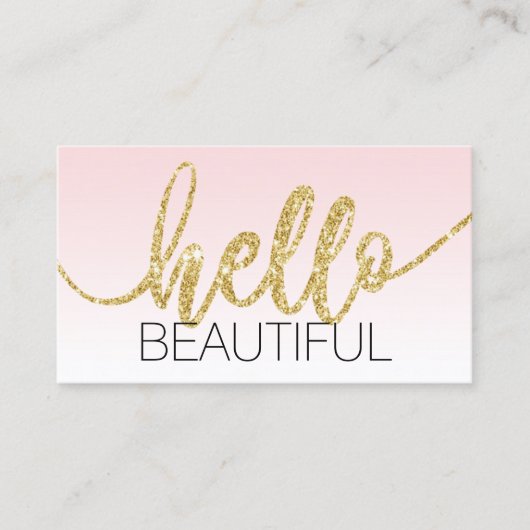 Minimalistisch Hallo prachtig Blush Pink Gold Scri Visitekaartje (Voorkant)