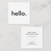 Minimalistisch Hallo Vierkante Visitekaartje (Voorkant / Achterkant)