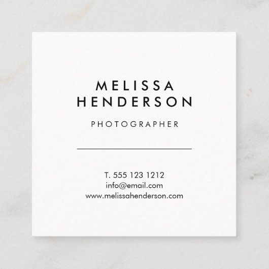 Minimalistisch Hallo Vierkante Visitekaartje (Achterkant)