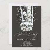 Minimalistisch Halloween spookachtig lachend skele Kaart (Voorkant)