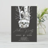 Minimalistisch Halloween spookachtig lachend skele Kaart (Staand voorkant)