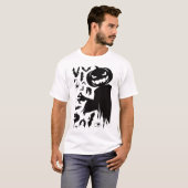 Minimalistisch Halloween T-shirt met een lachende (Voorkant volledig)