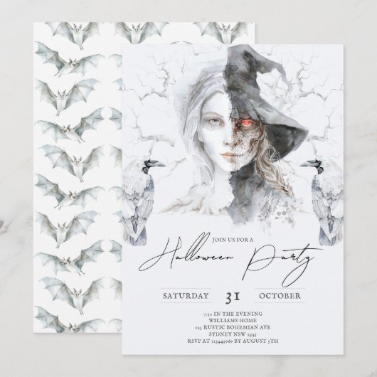 Minimalistisch Halloweenportret achtervolgt het bo Kaart (Voorkant / Achterkant)