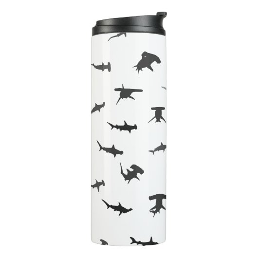 Minimalistisch Hammerhead Shark Hammerhead Patroon Thermosbeker (Gedraaid links)