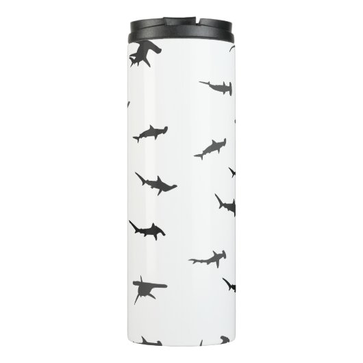 Minimalistisch Hammerhead Shark Hammerhead Patroon Thermosbeker (Achterkant)