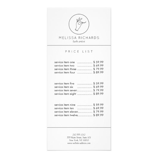 Minimalistisch Hand- en Wimperlogo Make-up Artist Reclamekaart (Voorkant)