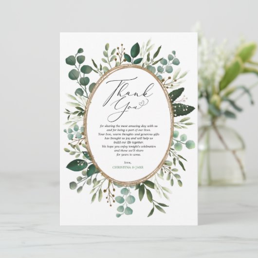 Minimalistisch handbeschilderd Eucalyptus Greenery Bedankkaart (Staand voorkant)