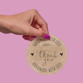 Minimalistisch handgemaakt met liefde ronde sticker