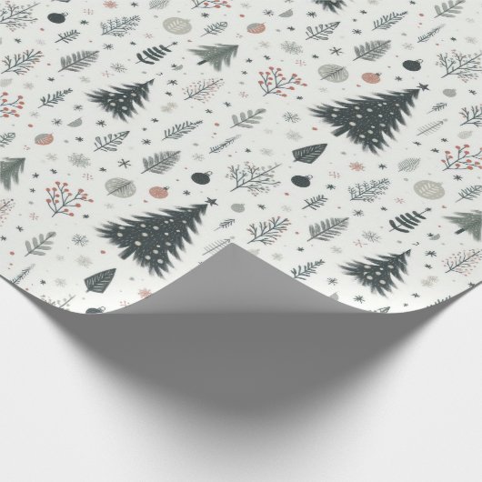 Minimalistisch handgeschilderd boompatroon cadeaupapier (Hoek)