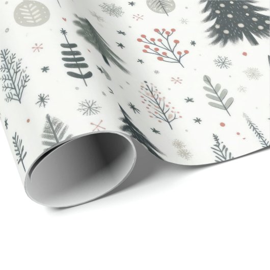 Minimalistisch handgeschilderd boompatroon cadeaupapier (Rol Hoek)