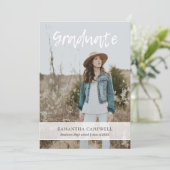 Minimalistisch handgeschreven Afstuderen voor foto Aankondiging (Staand voorkant)