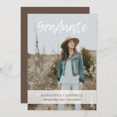 Minimalistisch handgeschreven Afstuderen voor foto Aankondiging (Voorkant / Achterkant)