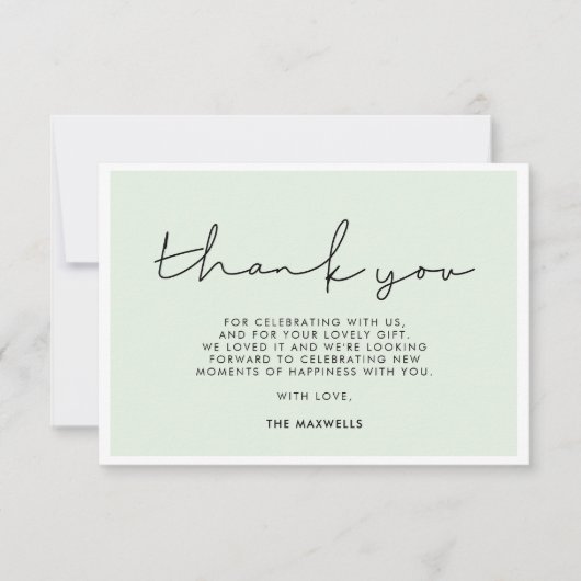 Minimalistisch handgeschreven Baby shower Bedankkaart (Voorkant)