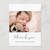 Minimalistisch handgeschreven Baby shower dank u Briefkaart (Voorkant)