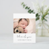 Minimalistisch handgeschreven Baby shower dank u Briefkaart (Staand voorkant)