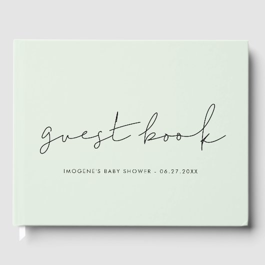 Minimalistisch handgeschreven Baby shower Gastenboek (Voorkant)