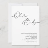 Minimalistisch handgeschreven Baby shower Inv invu Kaart (Voorkant)