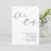 Minimalistisch handgeschreven Baby shower Inv invu Kaart (Staand voorkant)